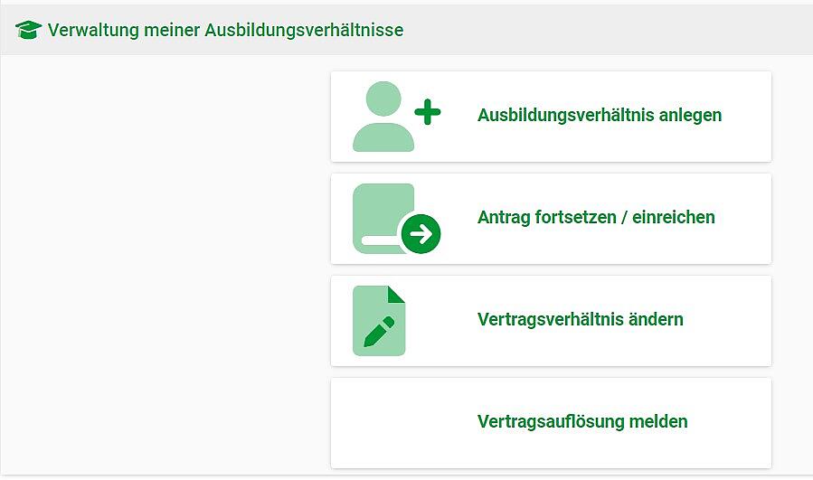 Ansicht der Startseite des Ausbildungs-Assistenten im ÄKWL-Portal