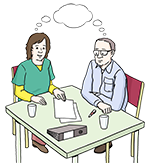 Zwei Personen im Gespräch.