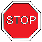 Rotes Stoppschild mit der Aufschrift „STOP“.