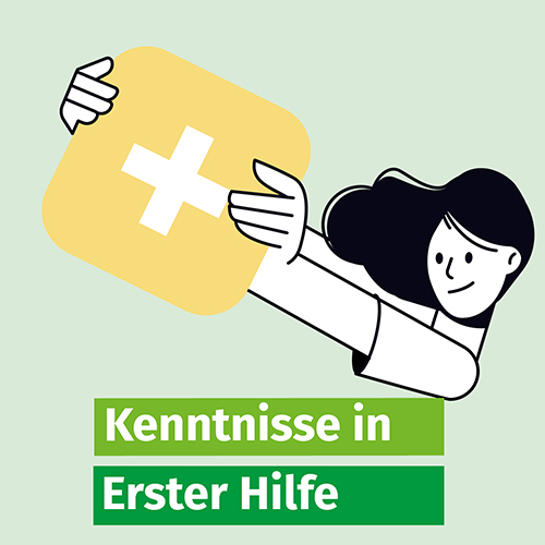 Illustration zu Kenntnissen in Erster Hilfe.