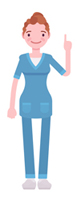 Symbol Junge Medizinische Fachangestellte, die den Finger hebt