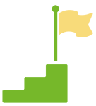 SYmbol für die Abschlussprüfung der MFA: Treppe mit einer Flagge auf der letzten Stufe