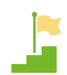 Symbol für Zwischenprüfung der MFA: Treppe mit einer Flagge auf der zweiten Stufe