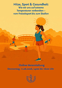 Plakat für eine Online-Veranstaltung zu Hitze, Sport und Gesundheit am 11.06.2026.