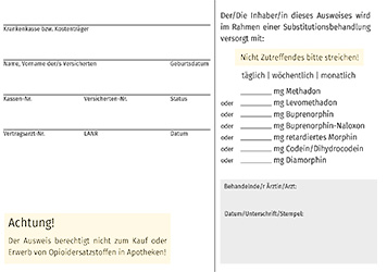 Bild eines Substitutionsausweises im Postkartenformat.