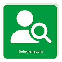 Kachel „Befugtensuche“ mit Personen- und Lupensymbol.