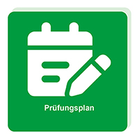 Kachel „Prüfungsplan“ mit Kalender- und Stiftsymbol.